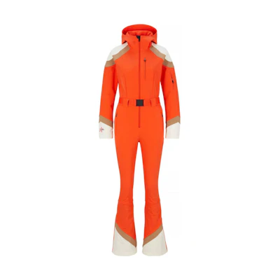 (Women) HUGO BOSS FW22 Orange Hooded Logo Belted Ski Jumpsuit. 50496345-821