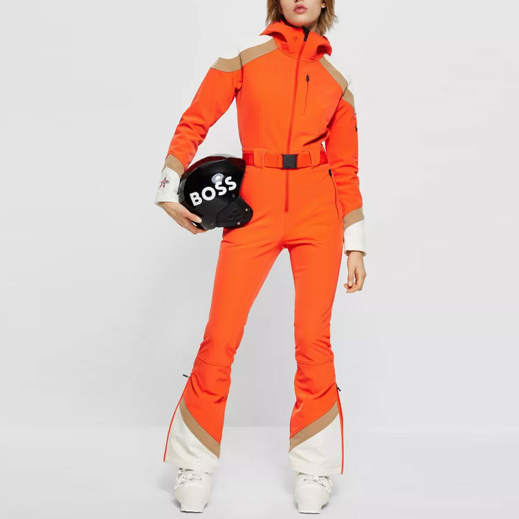 Lookbook (Women) HUGO BOSS FW22  Orange Hooded Logo Belted Ski Jumpsuit. 50496345-821