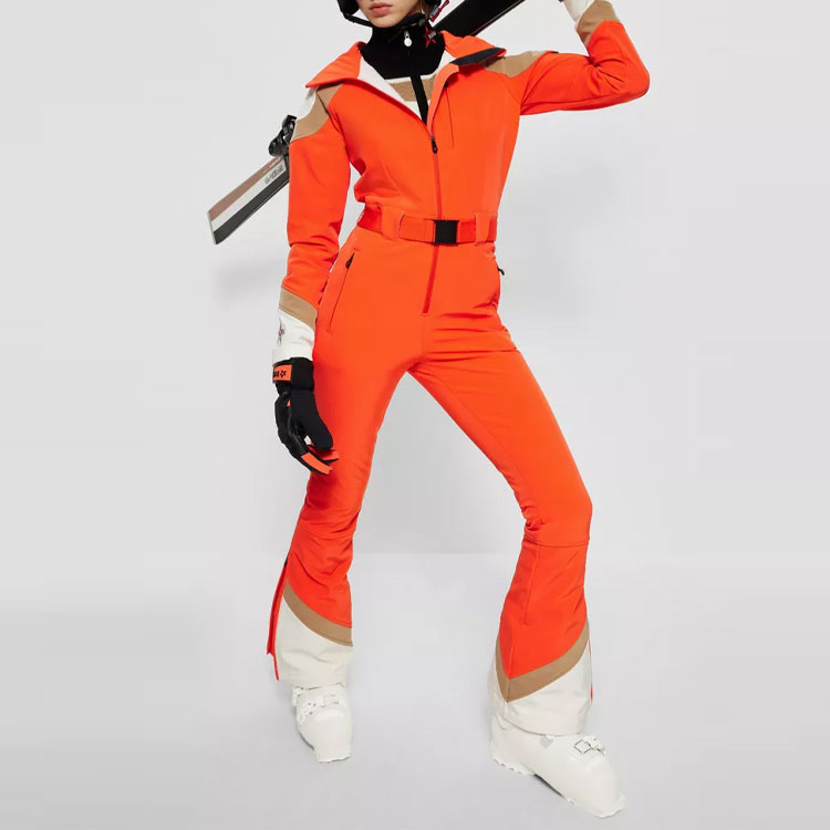 Purchase (Women) HUGO BOSS FW22  Orange Hooded Logo Belted Ski Jumpsuit. 50496345-821