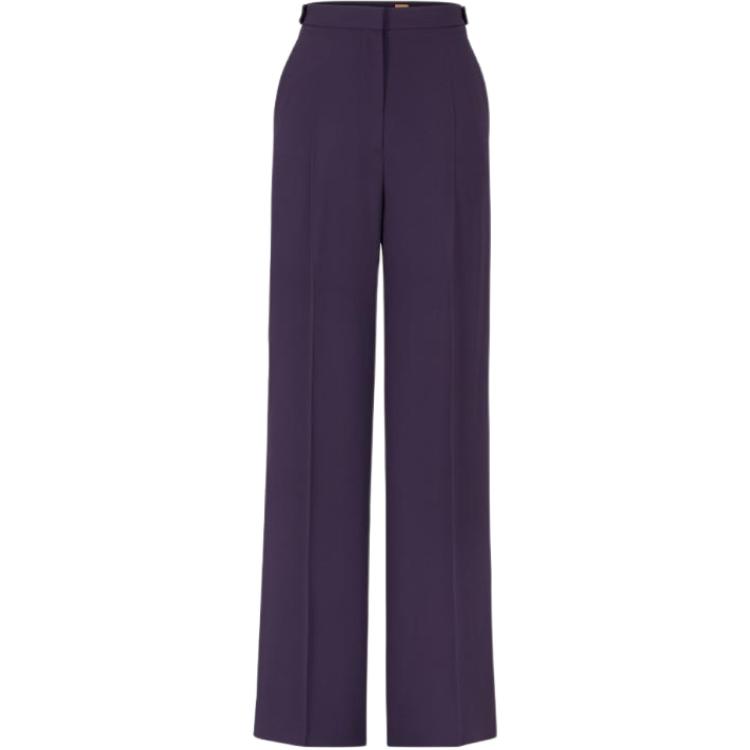 (Women) HUGO BOSS FW22 High-Waisted Flared Pants Deep Purple 50484329-506