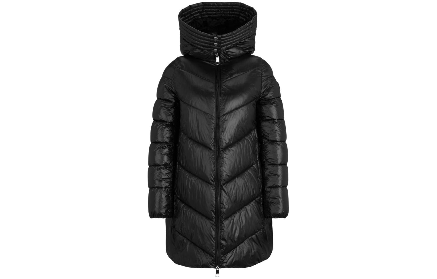 (Women) HUGO BOSS FW23  Black Solid Color Casual Hooded Zipper Cotton Jacket. 50501090-001