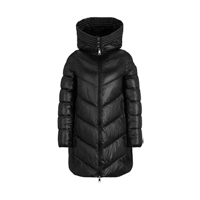 (Women) HUGO BOSS FW23 Black Solid Color Casual Hooded Zipper Cotton Jacket. 50501090-001