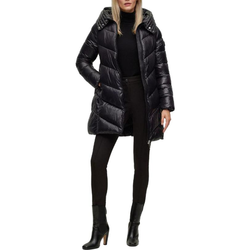 (Women) HUGO BOSS FW23  Black Solid Color Casual Hooded Zipper Cotton Jacket. 50501090-001 圖 3