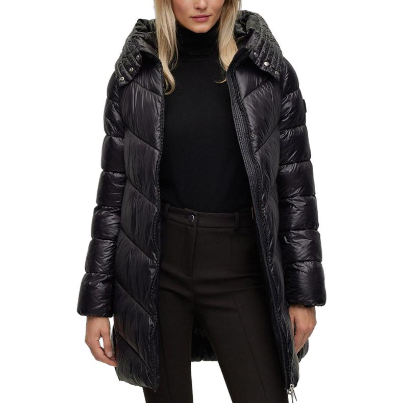 (Women) HUGO BOSS FW23  Black Solid Color Casual Hooded Zipper Cotton Jacket. 50501090-001 圖 4