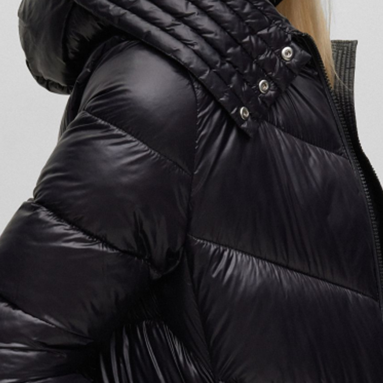 (Women) HUGO BOSS FW23  Black Solid Color Casual Hooded Zipper Cotton Jacket. 50501090-001 圖 6
