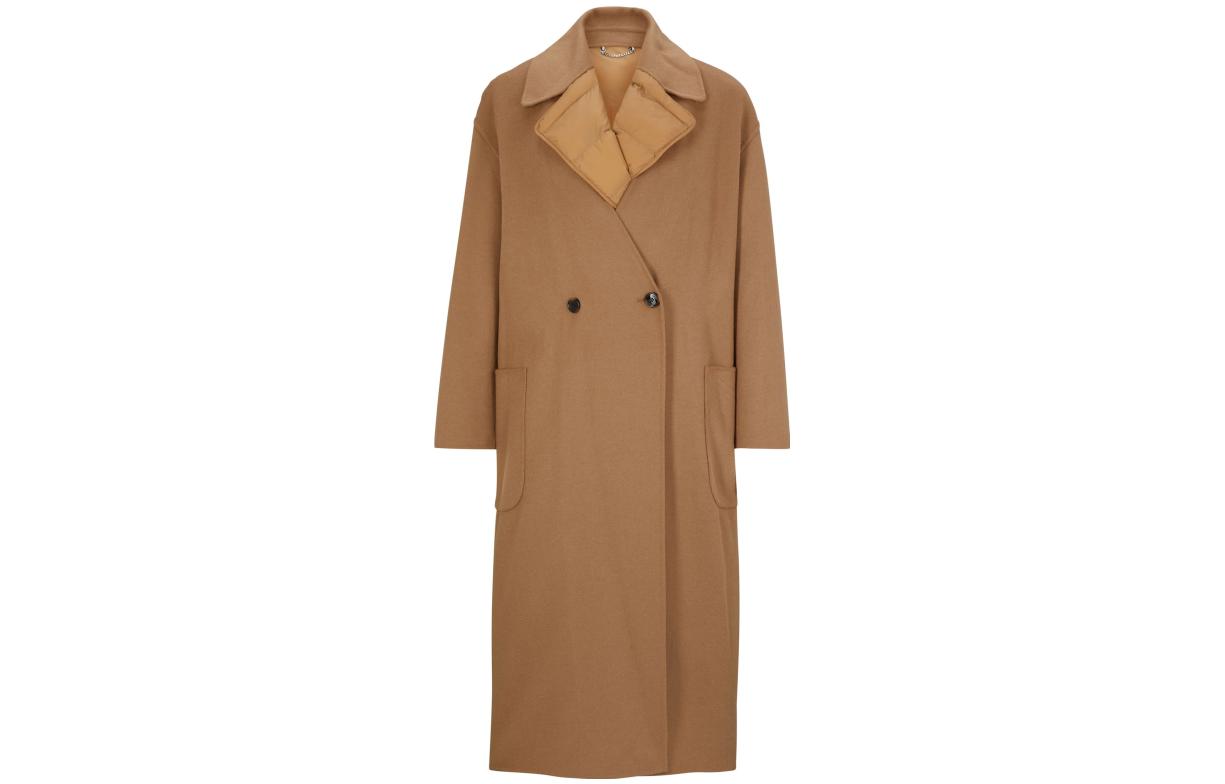 (Women) HUGO BOSS FW23 Double-Breasted Solid Beige Long Sleeve Jacket 50504584-260