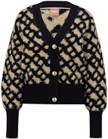 (Women) HUGO BOSS SS23 Black Gold Plaid Knit Cardigan Sweater 50483077-960 (Women) HUGO BOSS SS23 Black Gold Plaid Knit Cardigan Sweater 50483077-960