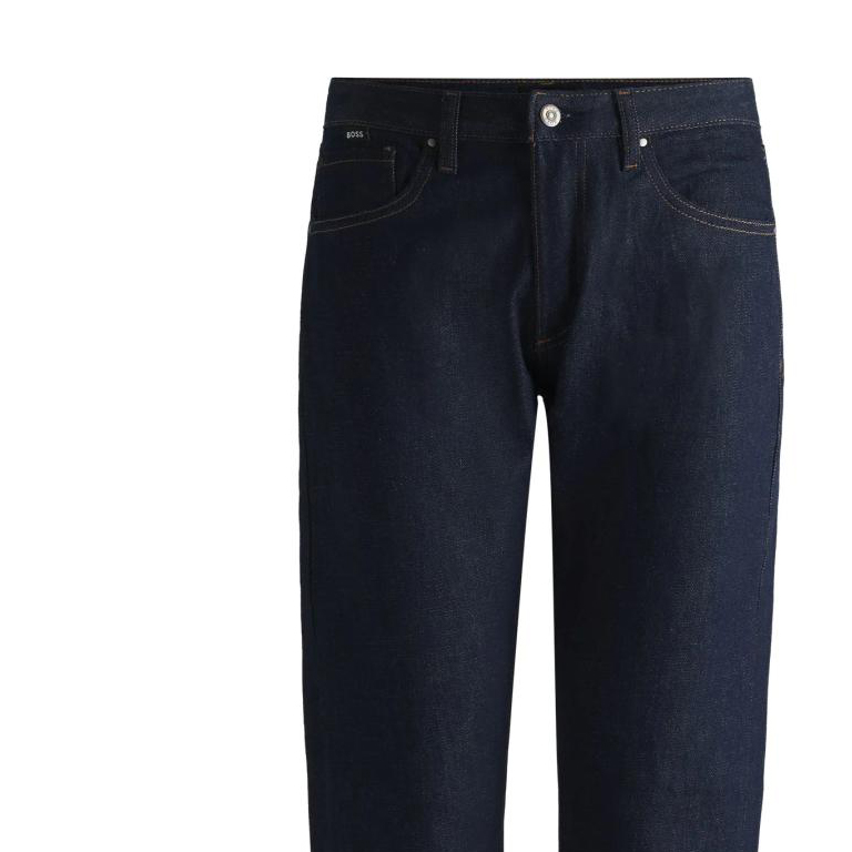 Sizing (W) HUGO BOSS SS24純藍色拉鍊直筒休閒牛仔褲 50522847-471