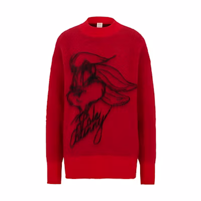 (Women) HUGO BOSS Looney Tunes SS23 Red Sweater with Lola Bunny Art Design. 50485205-623