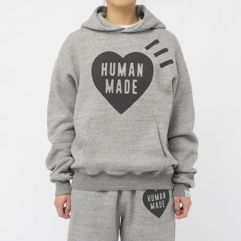 Details for (W) HUMAN MADE Hoodie Desain Pullover dengan Logo Saku Print. HM25CS017
