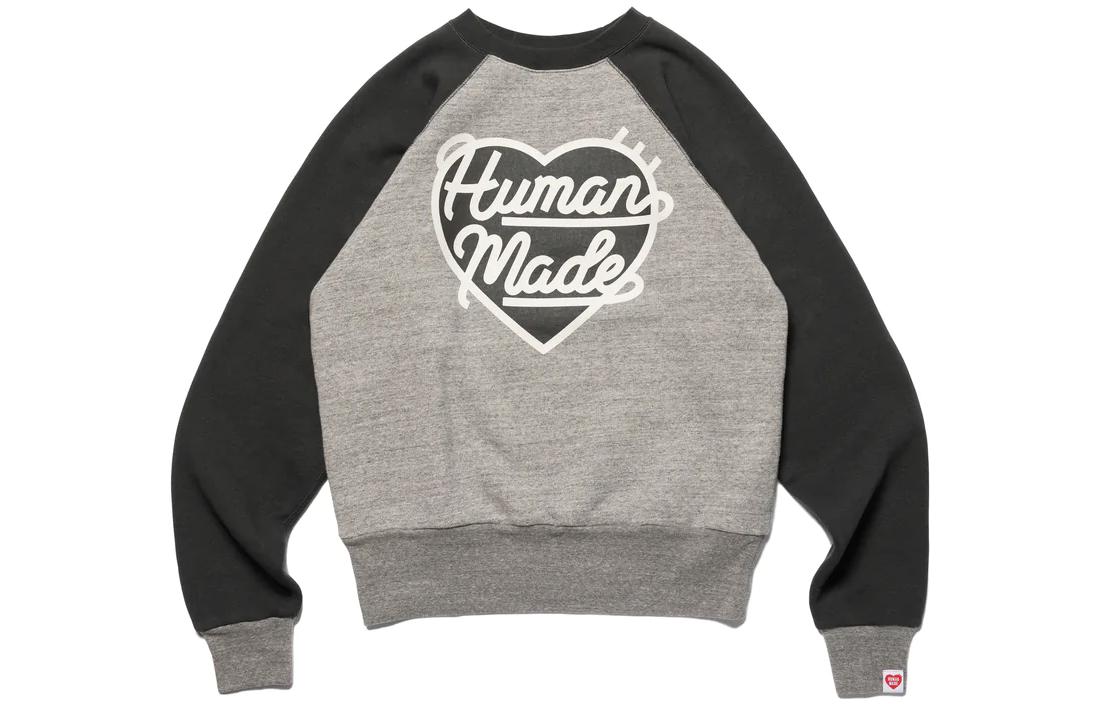(Women) HUMAN MADE FW22 Color Block Long Sleeve Pullover Sweatshirt  Grey HM24CS040