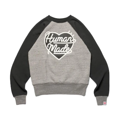 (Women) HUMAN MADE FW22 Color Block Long Sleeve Pullover Sweatshirt Grey HM24CS040