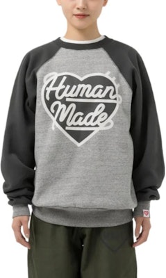 (W) HUMAN MADE FW22 Color Block Long Sleeve Pullover Sweatshirt Abu-abu HM24CS040 Shop (W) HUMAN MADE FW22 Color Block Long Sleeve Pullover Sweatshirt Abu-abu HM24CS040