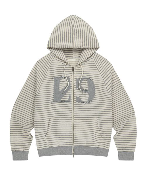 Shop (W) ILIGO 129 徽章連帽拉鍊條紋外套 - 象牙色 24AWOUT09STIV