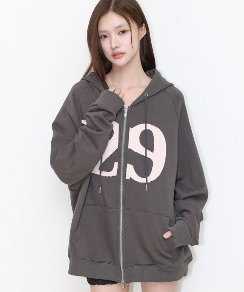 Order (W) Iligo 129 Logo 布章拉鍊連帽外套 炭灰色 24AWOUT09CH
