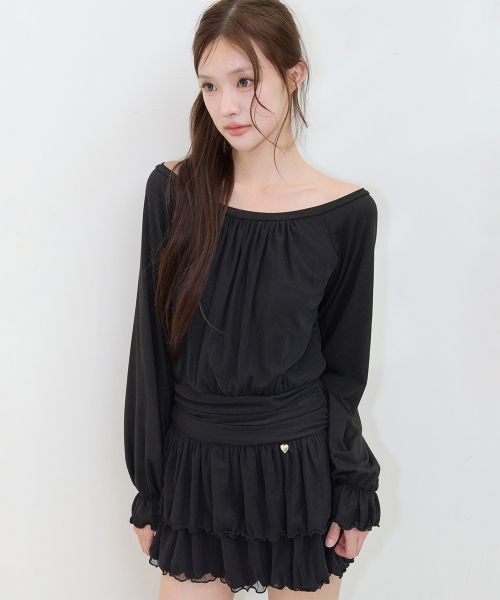 Lookbook (W) Iligo 船領抓皺短洋裝（黑色） 26FWOPS04BK