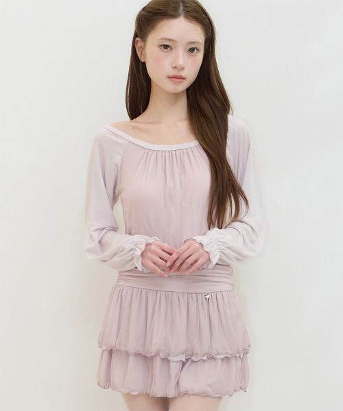 Lookbook (W) Iligo 船領抓皺粉紅色迷你洋裝 26FWOPS04PK
