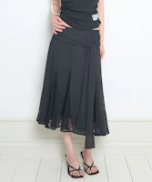 (Women) ILIGO Bow Chiffon Lace Skirt Black 26SMSK05BK (Women) ILIGO Bow Chiffon Lace Skirt Black 26SMSK05BK