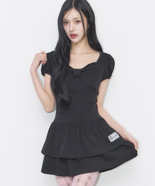 (Women) ILIGO Bow Flare Mini Dress Black 26SMOPS01BK