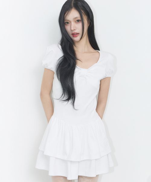 (Women) ILIGO Bow Flare Mini Dress White 26SMOPS01WH