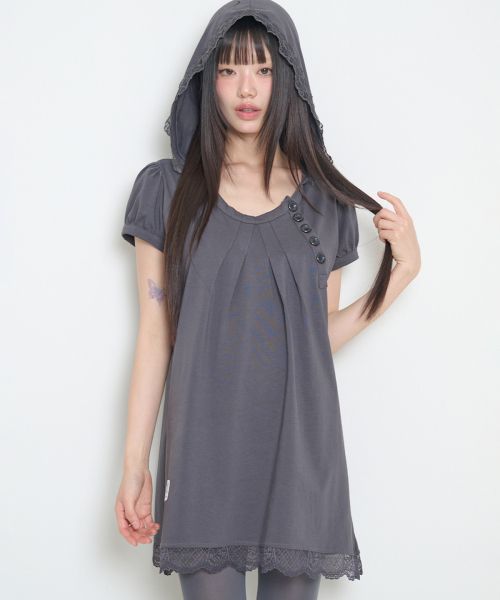 Lookbook (W) ILIGO 蕾絲連帽洋裝 深灰色 26SMOPS05CH