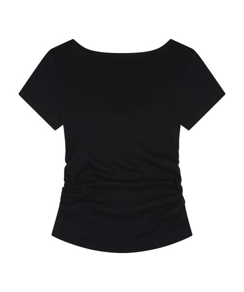 Purchase (W) ILIGO 層次蝴蝶結綁帶短袖T恤 黑色 26SMTOP14BK