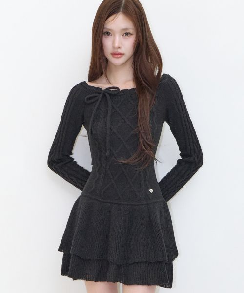(Women) Iligo Off-Shoulder Tiered Dress Black 26FWOPS02BK