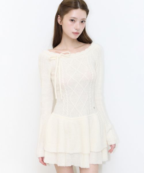 (Women) Iligo Off-Shoulder Tiered Dress Ivory 26FWOPS02IV