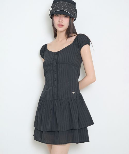 (Women) ILIGO Puff Frill Black Dress 26SMOPS04BK