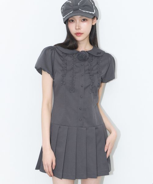 (Women) ILIGO Rose Pleated Mini Dress Charcoal 26SMOPS02CH