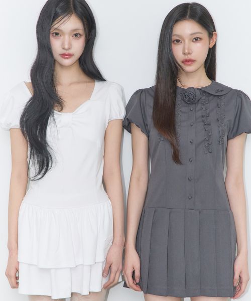 Lookbook (W) ILIGO 玫瑰百褶迷你洋裝 木炭灰 26SMOPS02CH