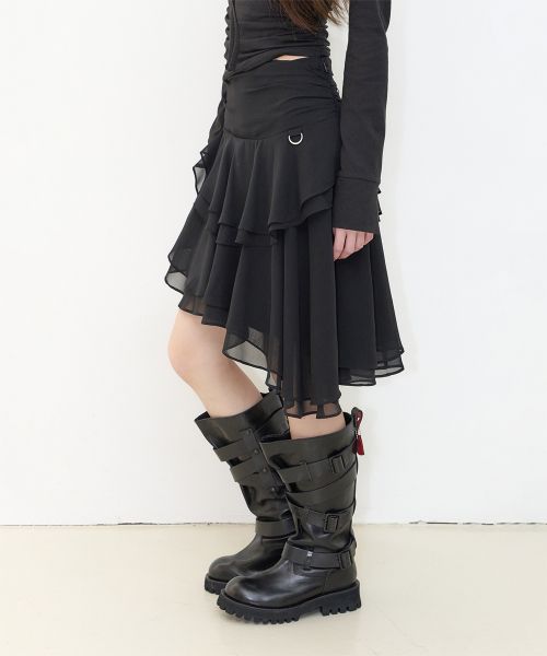 Lookbook (W) Iligo 黑色透膚不對稱裙 26FWSK02BK