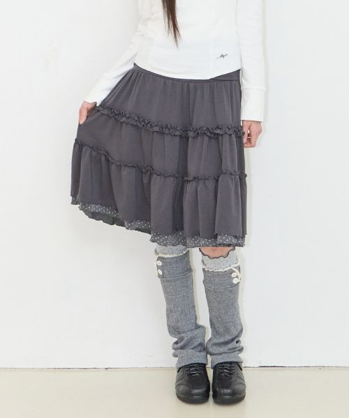 Lookbook (W) Iligo Vow 荷葉邊中長裙 炭灰色 26FWSK01CH