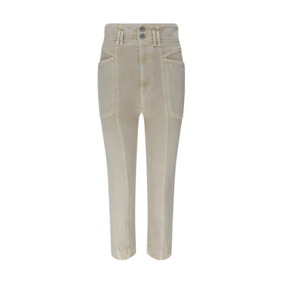 (Women) ISABEL MARANT Beige Straight-Cut Cotton Casual Pants. 21APA195421A017E-90BE