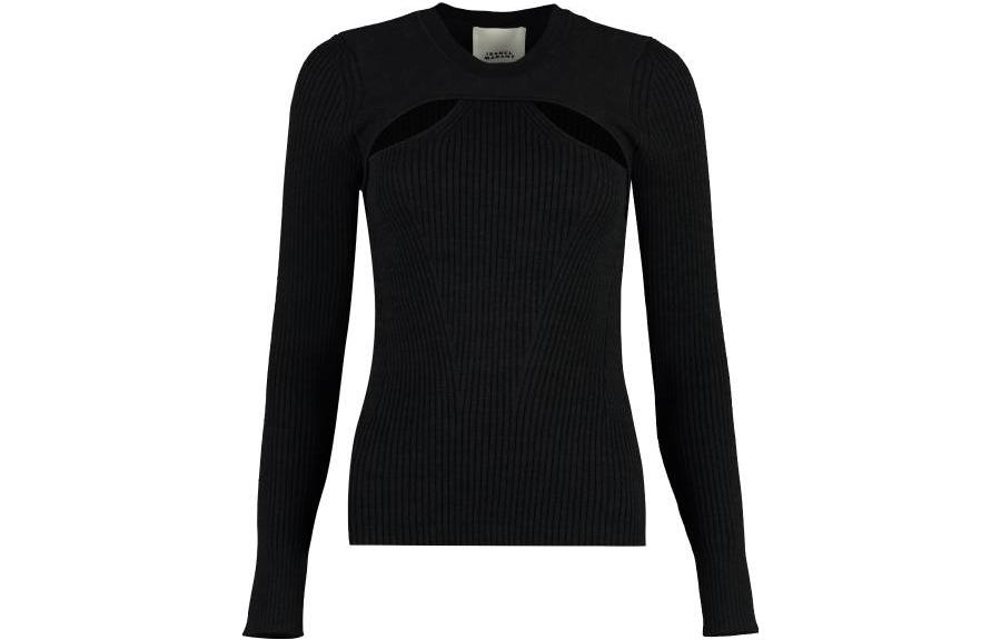 (Women) ISABEL MARANT  Black Solid Knit Long Sleeve Sweater PU0201FAA3L58I-01BK