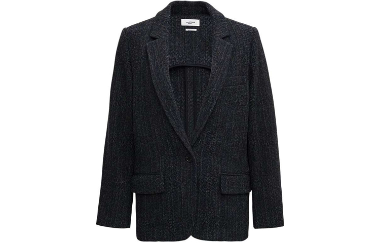 (Women) ISABEL MARANT  Black Wool Blazer with Logo Detail. VE043900M003E-01BK