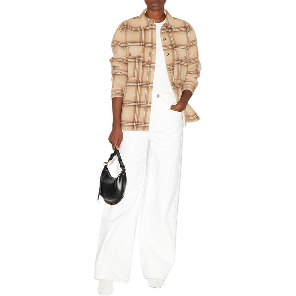 Lookbook (W) ISABEL MARANT Jaket Oversized Lengan Panjang Kotak-Kotak Camel Single-Breasted MA0246FAB1D06I-50CM