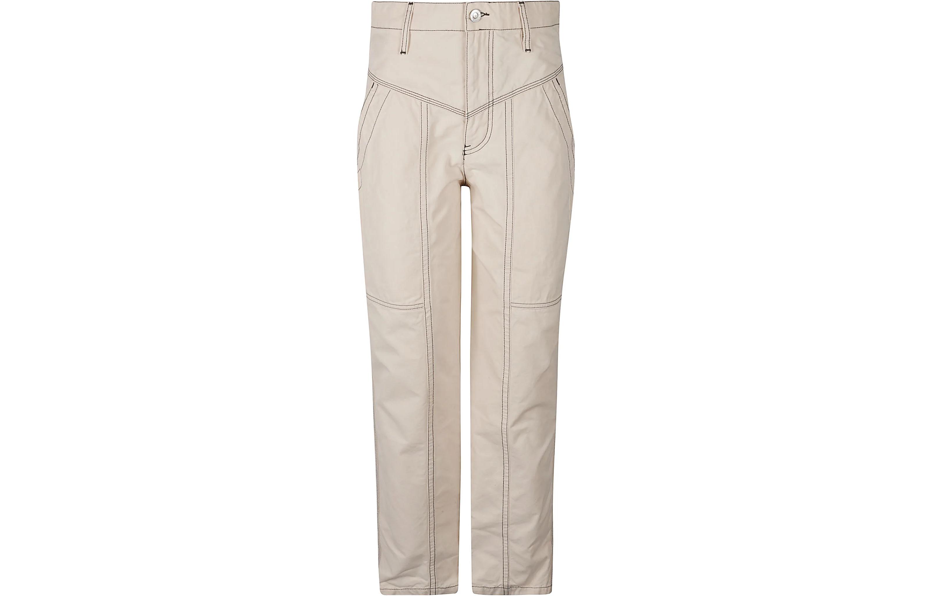 (Women) ISABEL MARANT  High-Waisted Straight-Leg Pants Beige Casual Style PA0186FAA3G30E-23EC
