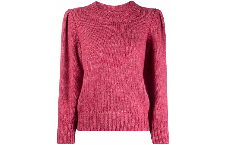 (Women) ISABEL MARANT  Pink Knit Pullover Sweater with Draped Sleeves. PU155021A038I-40PK