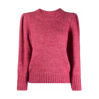 (Women) ISABEL MARANT Pink Knit Pullover Sweater with Draped Sleeves. PU155021A038I-40PK