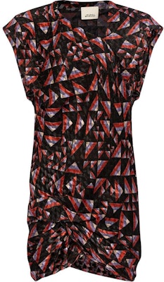 (W) 이자벨 마랑 민소매 드레스, 기하학적 프린트와 플리츠 디테일 멀티컬러. RO0421FBB2J03I-BLACK Buy (W) 이자벨 마랑 민소매 드레스, 기하학적 프린트와 플리츠 디테일 멀티컬러. RO0421FBB2J03I-BLACK