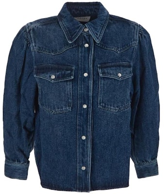 (W) ISABEL MARANT Jaket Denim Biru Solid dengan Kantong Dada. CH0122FAA1H37E30BU Buy (W) ISABEL MARANT Jaket Denim Biru Solid dengan Kantong Dada. CH0122FAA1H37E30BU