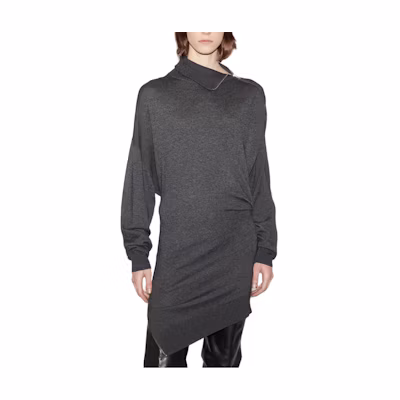 (Women) ISABEL MARANT Solid Color Side Zipper Long Sleeve Dress in Charcoal. RO0300FAA1L47I02AN