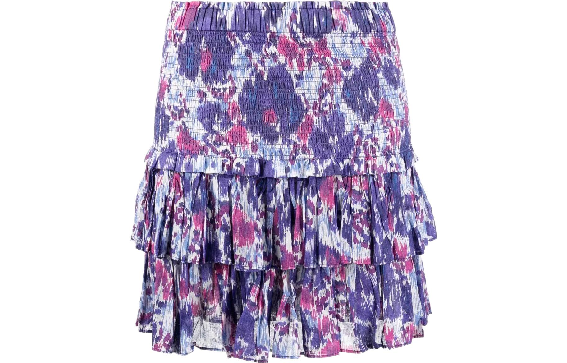 (Women) ISABEL MARANT ÉTOILE SS22 Naomi Ruched Waist Mini A-Line Skirt Blue JU075322P033E-30BU