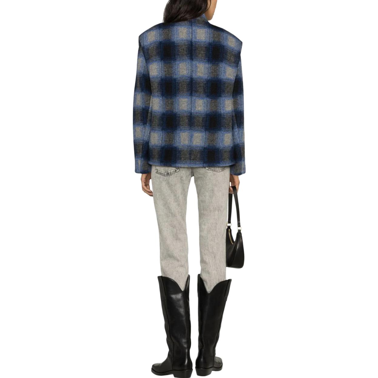 Shop (W) Chaqueta Azul Marino de Cuadros con Botones y Escote en V para Mujer ISABEL MARANT ÉTOILE VE0040FAA3D27E-30NA