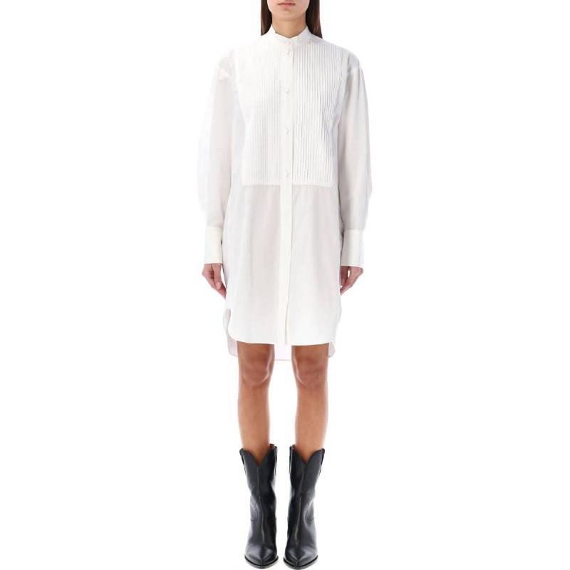 Lookbook (W) ISABEL MARANT Gaun Midi Lengan Panjang Putih Kancing Depan Solid. RO0363FAB1I01I-20WH