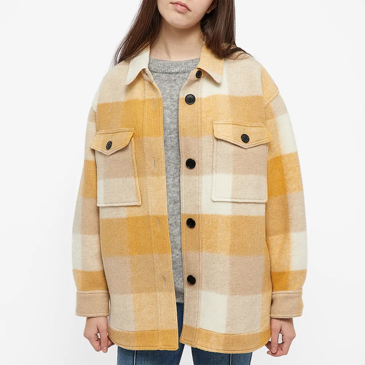 Shop (W) イザベルマラン イエローチェックシャツジャケット 22PMA099822P003E-10HY