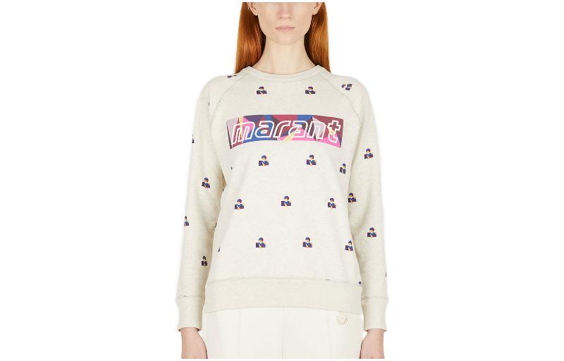 (Women) ISABEL MARANT ETOILE Printed Knit Pullover Crewneck Beige Sweater 22PSW0037-22P043E23EC