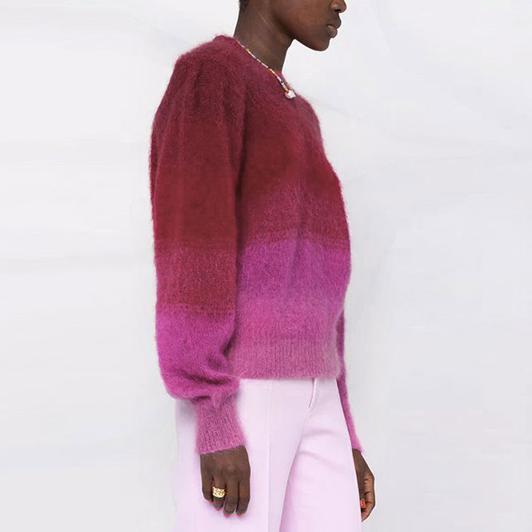 Shop (W) イザベル マラン FW21 オンブレ グラデーション モヘア クルーネック セーター 女性 パープル-レッド 21APU164521A049E40FA