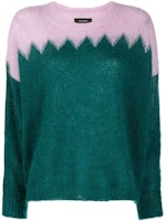 (Women) ISABEL MARANT FW22 Colorblock Crewneck Knit Sweater Long Sleeve PU088922A038I-60GR (Women) ISABEL MARANT FW22 Colorblock Crewneck Knit Sweater Long Sleeve PU088922A038I-60GR